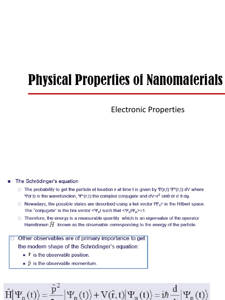 Nanomaterials: Physical and Electronic Properties | PDF | Electronic ...