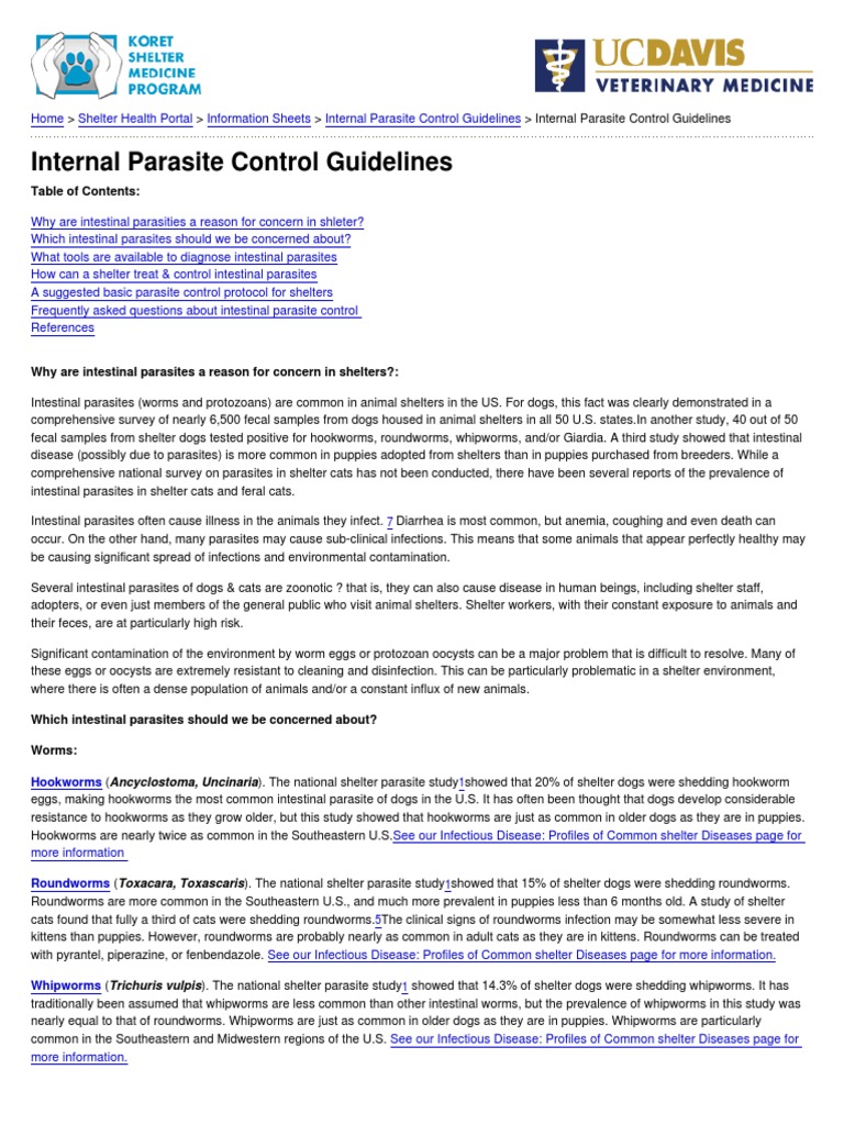 UC Davis Koret Shelter Medicine Program - Internal Parasite Control ...