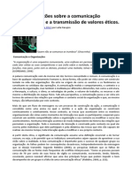 Algumas Questões Sobre A Comunicação Organizacional e A Transmissão de Valores Éticos.