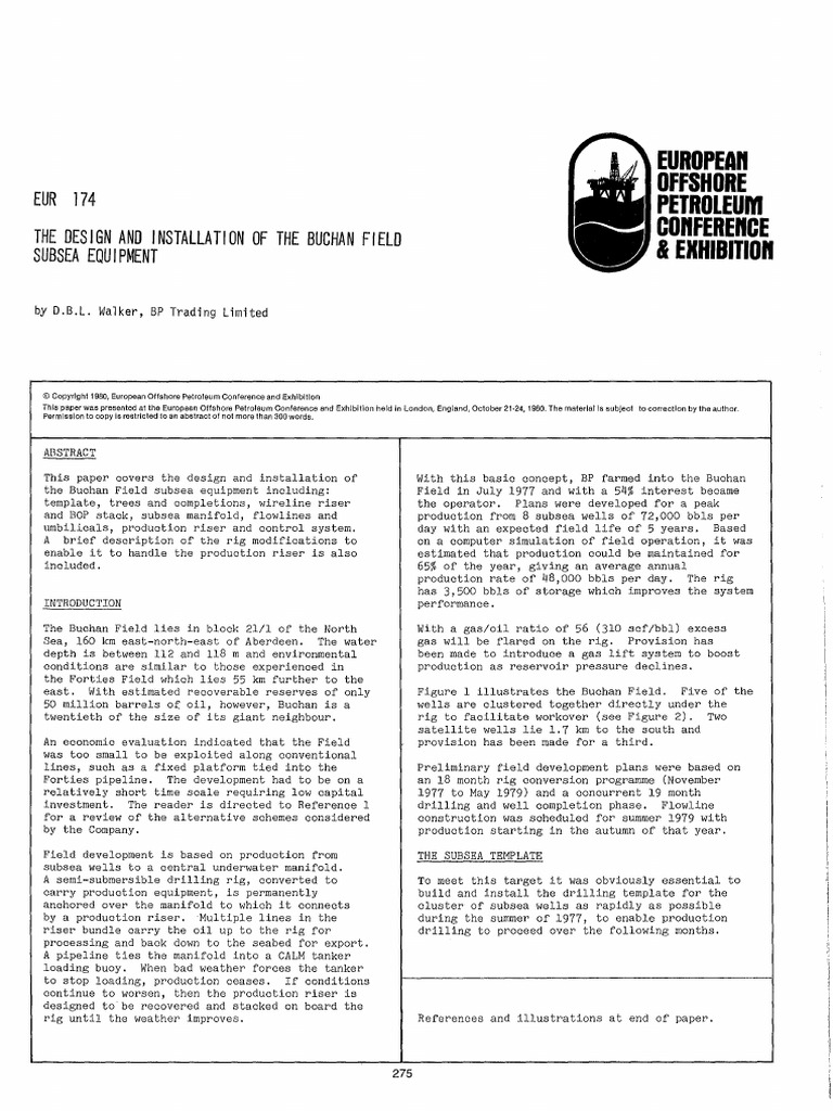 The Design and Installation of The Buchan Field Subsea Equipment | PDF ...