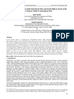 The Relationship Between Adult Attachment Style and Social Skills in Terms of Tge Four-Category Model of Attachment Style