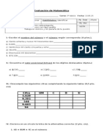 Prueba Valor Posicional y Descomposicion Aditiva