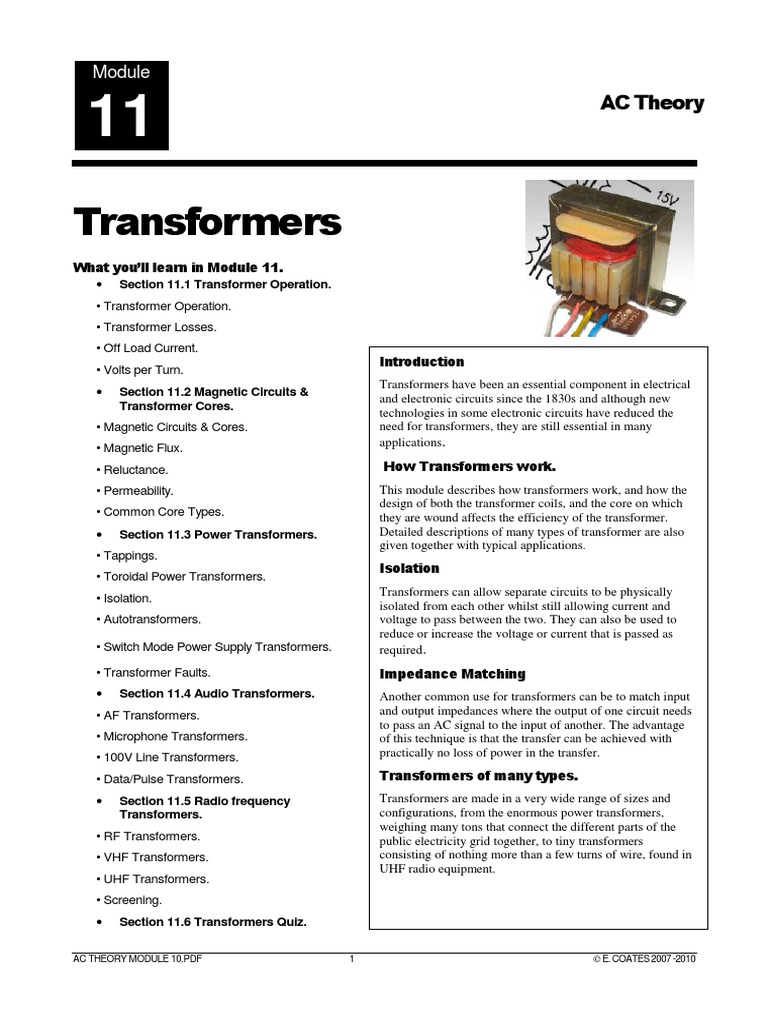 Ac Theory Module | PDF | Transformer | Inductor