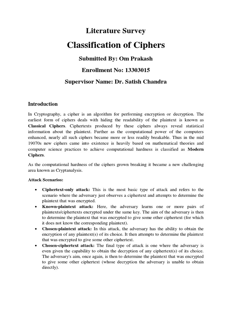 Classification of Cipher Using Machine Learning Techniques | PDF ...