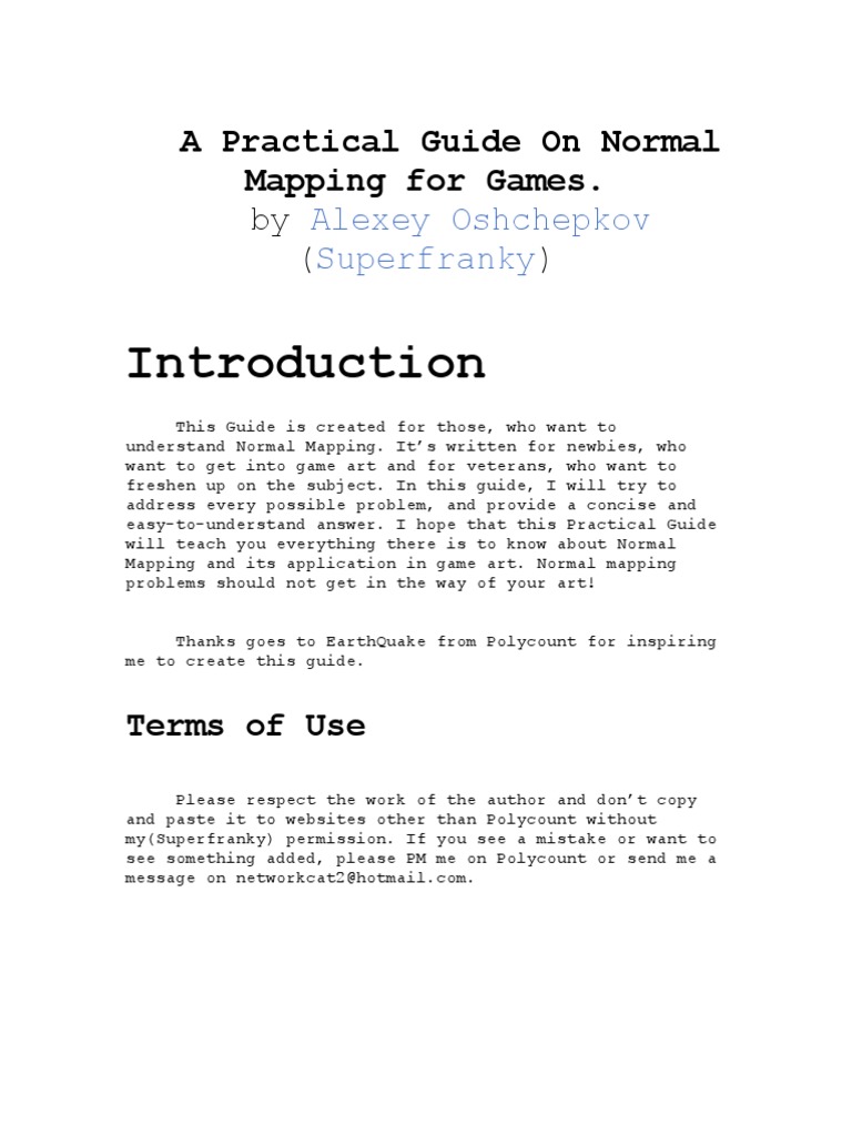 Normal Mapping Guide for Game Art | PDF | Texture Mapping | Shader