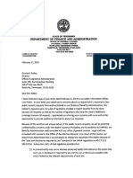 Department of Finance and Administration Letter