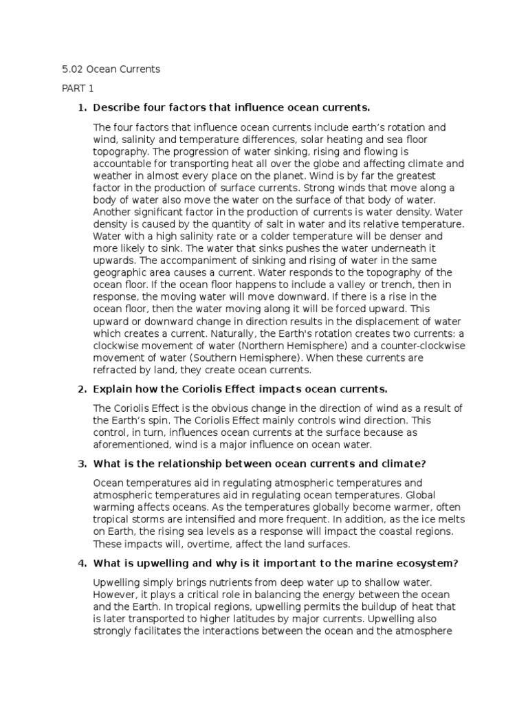 Ocean Currents & Climate Impact | PDF | Oceans | Wound