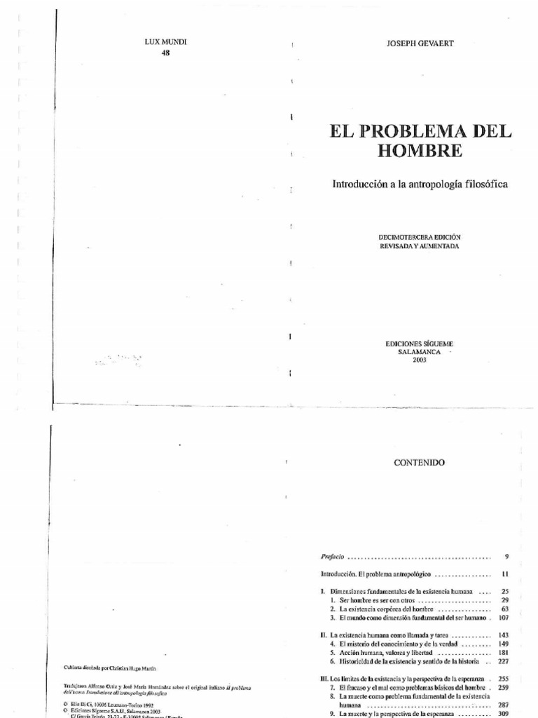 Gevaert J - El Problema Del Hombre 2003 PDF | PDF
