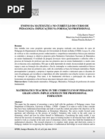 Ensino Da Matemática No Currículo Do Curso de Pedagogia Implicações Na Formação Profissional