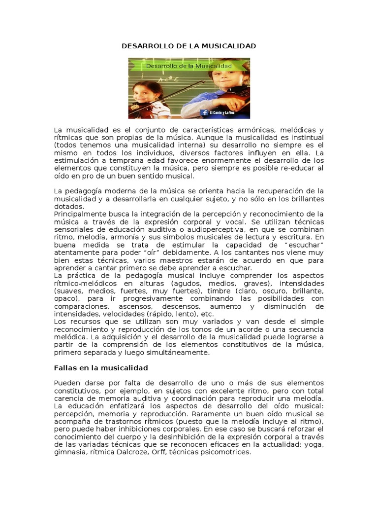 Desarrollo de la Musicalidad | PDF | Ritmo | Melodía