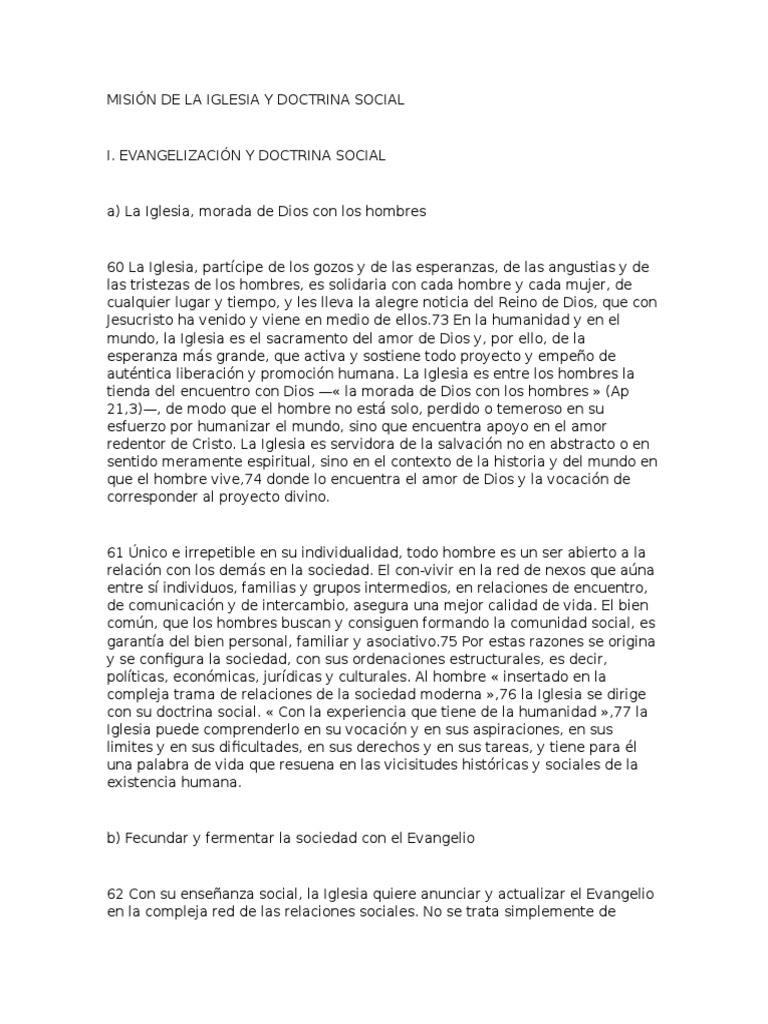 Doctrina Social y Misión de la Iglesia | PDF | Doctrina social católica ...