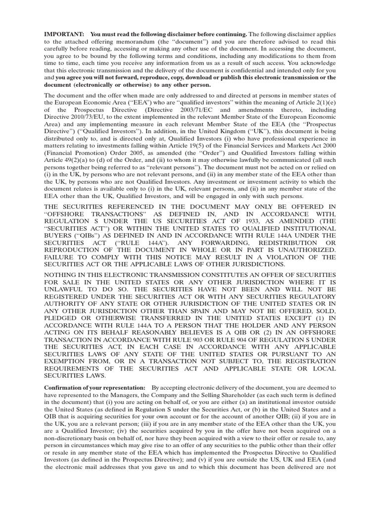 Confidential Offering Memorandum Notice | PDF | Securities Act Of 1933 ...
