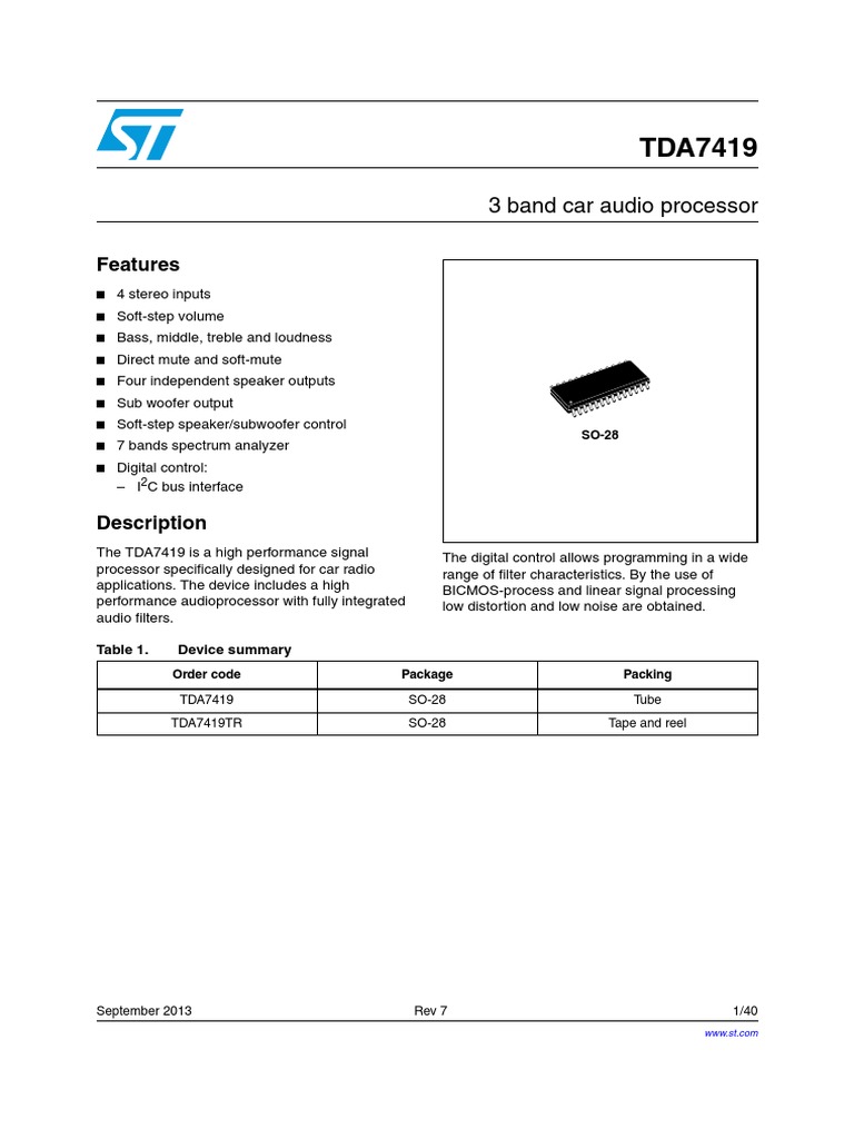Tda 7419 | Loudspeaker | Sampling (Signal Processing)