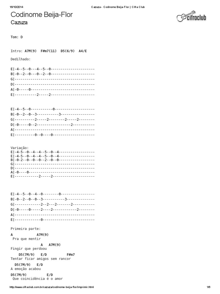 Cazuza Codinome Beija Flor Cifra Club Pdf codinome beija flor cifra club pdf