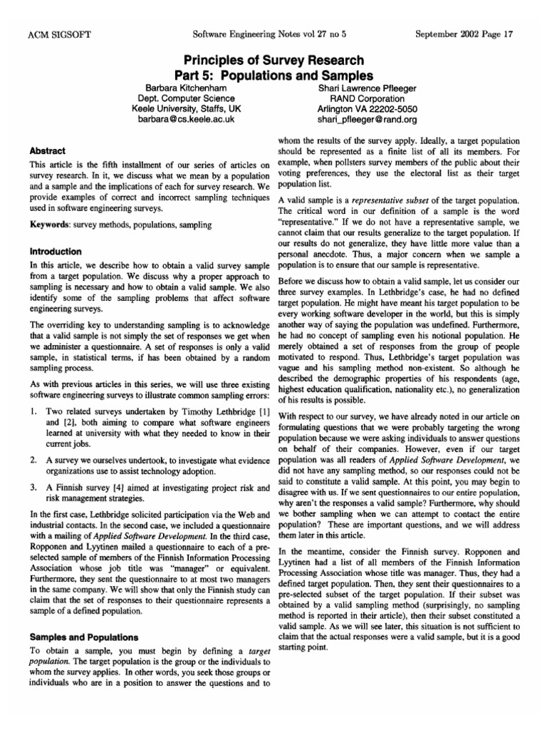 Principles of Survey Research | PDF | Sampling (Statistics) | Type I ...