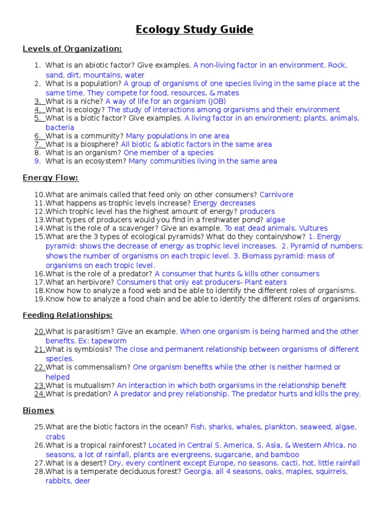 ecology study guide 13key Ecology Food 