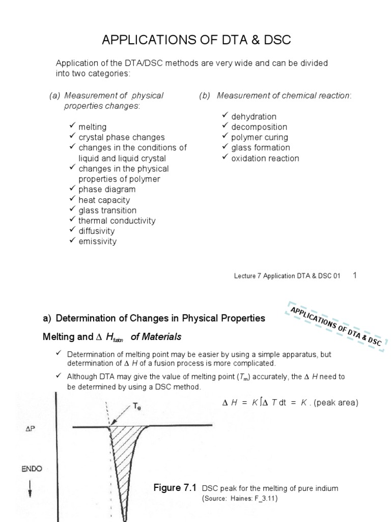 Lecture 7 Application DTA & DSC01 Differential Scanning Calorimetry