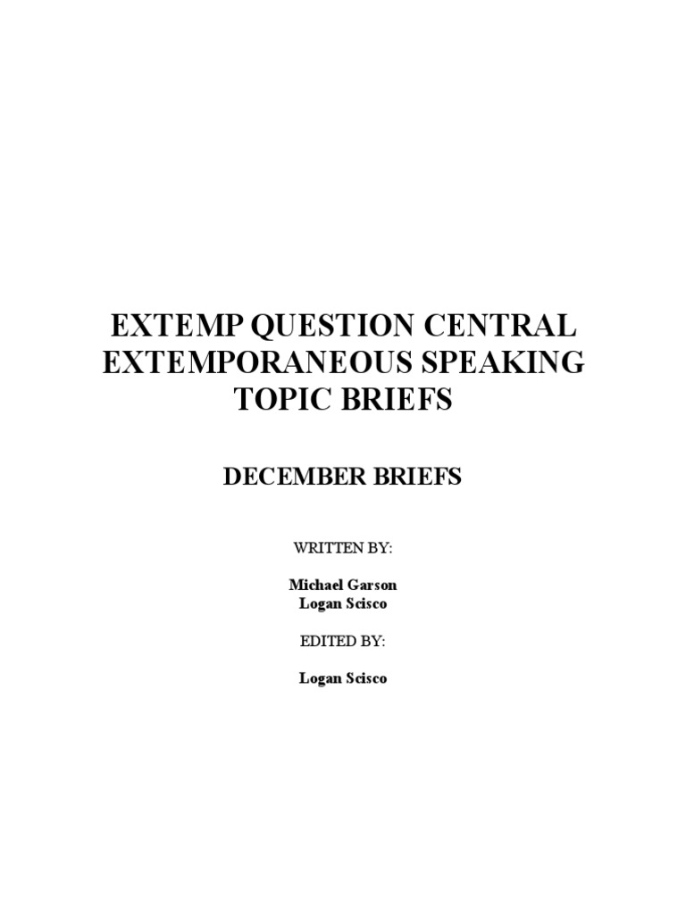 Extemp Question Central Extemporaneous Speaking Topic Briefs | Download ...