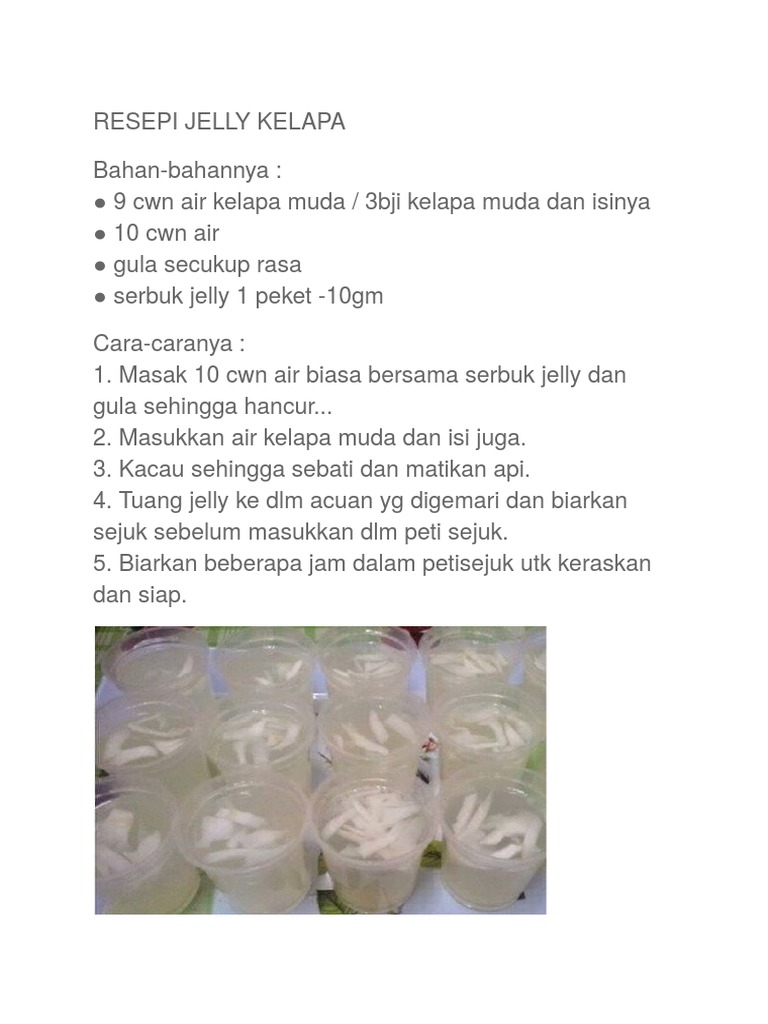 Resepi Jelly Kelapa