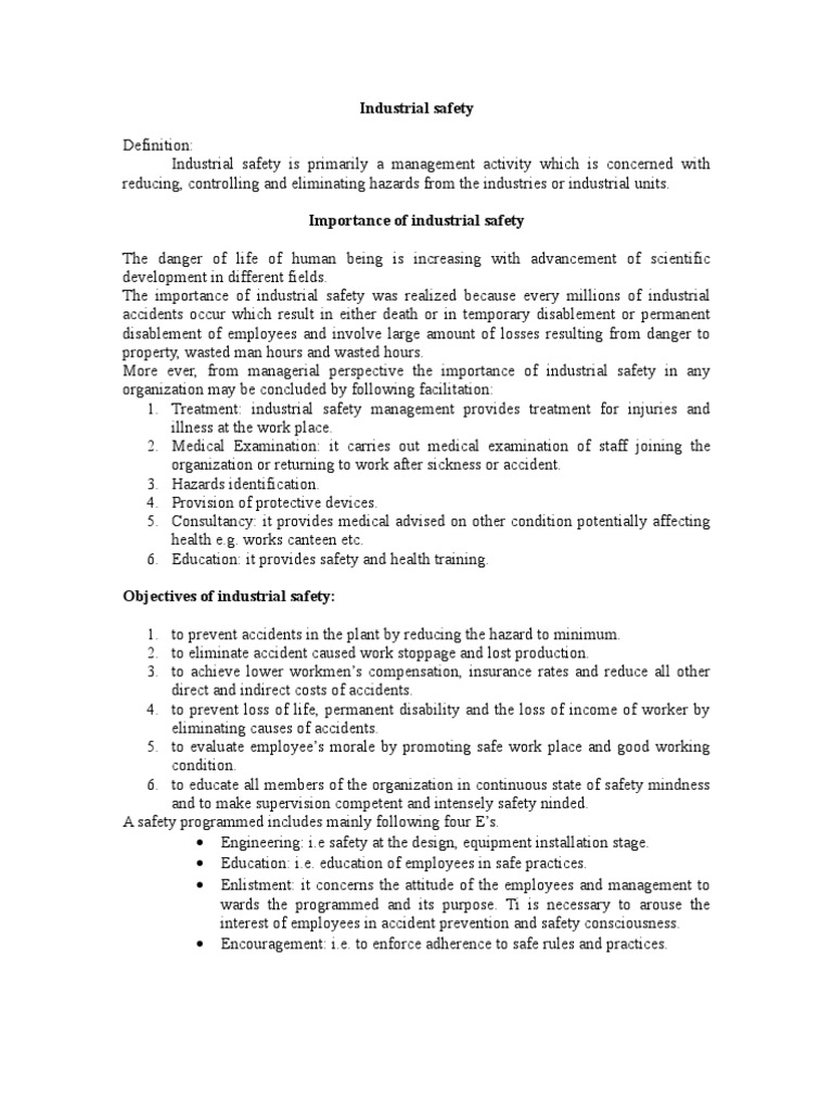 Industrial Safety Management Overview | PDF | Occupational Safety And ...