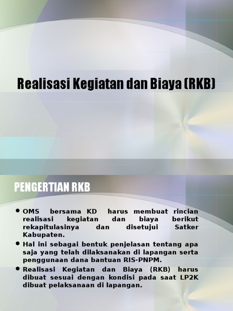 Realisasi Kegiatan Dan Biaya (RKB) | PDF
