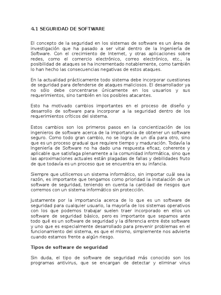 4.1 Seguridad de Software | PDF | Software antivirus | Ingeniería de ...