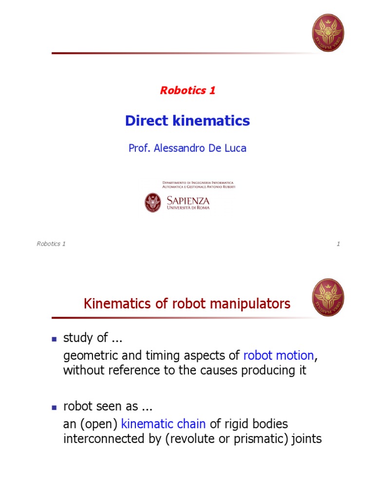 Direct Kinematics in Robotics | PDF | Cartesian Coordinate System ...