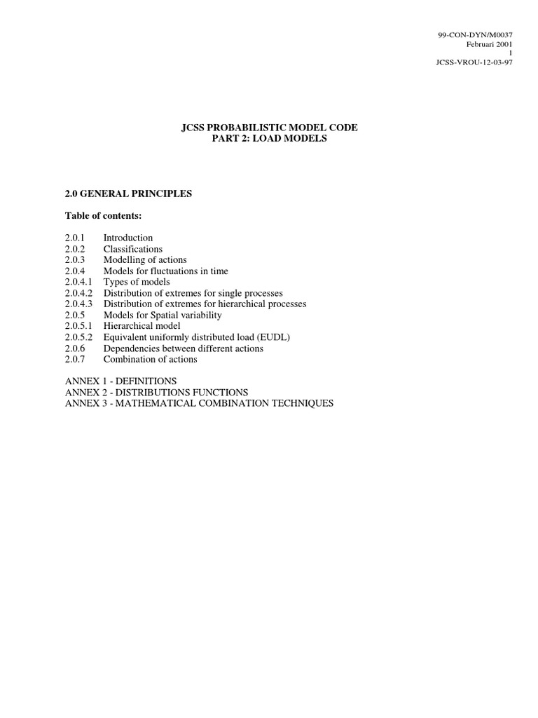 Jcss Probabilistic Model Code Part 2 Load Models 99CONDYN/M0037