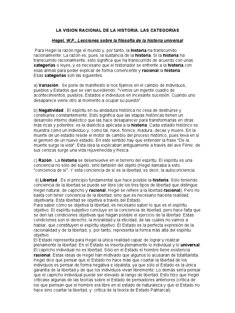 Hegel: Razón y Libertad en Historia | PDF | Georg Wilhelm Friedrich ...
