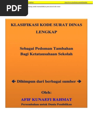 Klasifikasi Kode Surat Dinas Lengkap  PDF