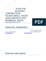 Business Plan For General Building Contractors P.O.BOX 86612 - 80100 Jomo Kenyatta Ave. Mombasa, Kenya