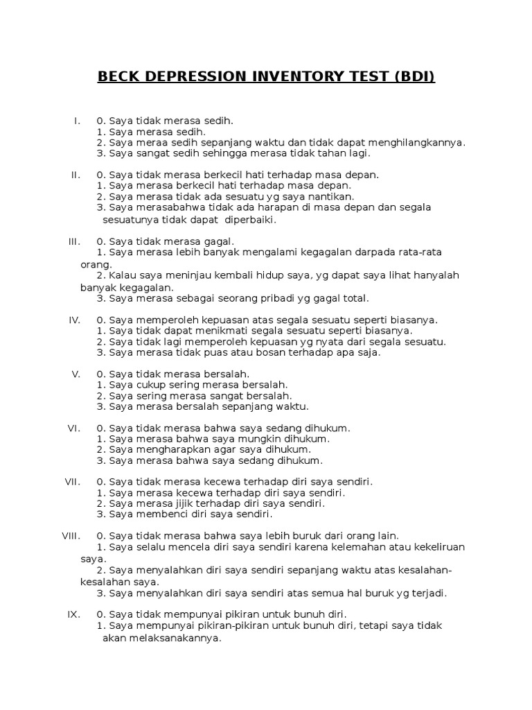 Bdi Depression Test
