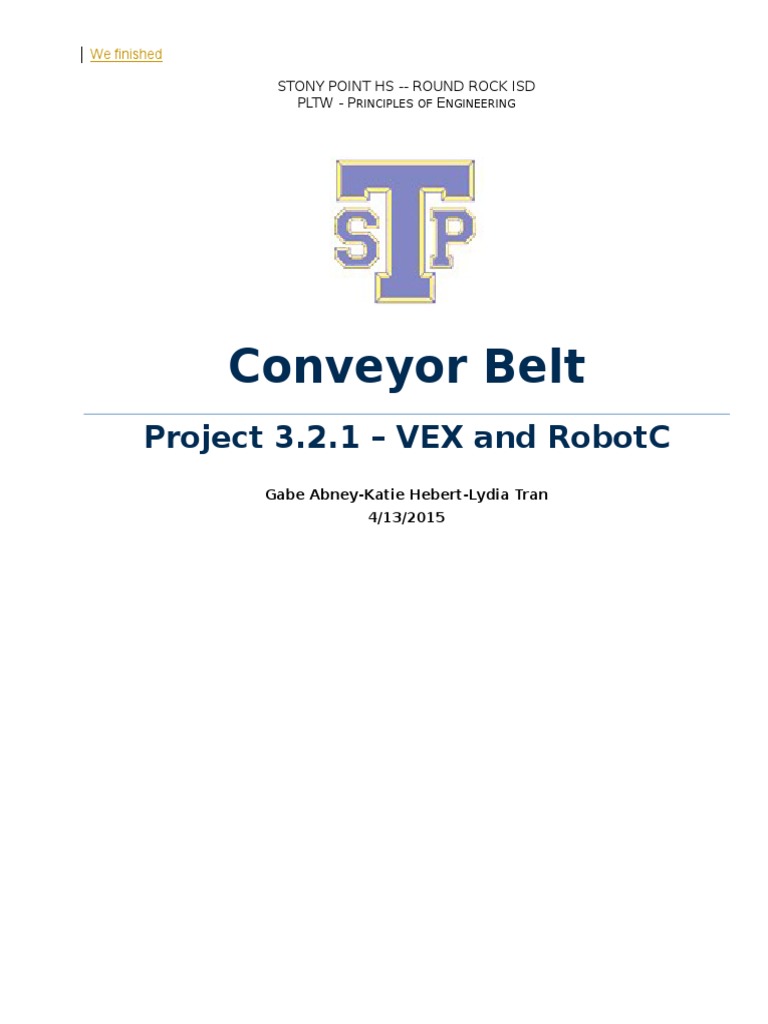Conveyor Belt Project 3.2.1 Vex And Robotc Gear Equipment Free