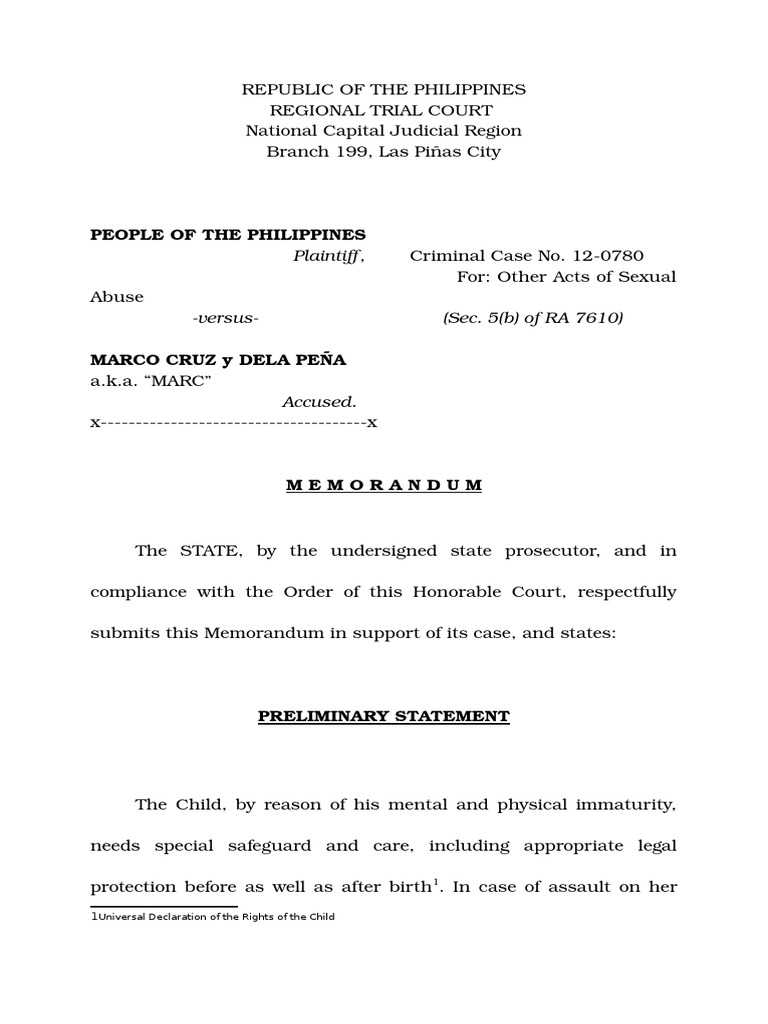 Legal Memorandum Prosecutor Criminal Justice Free 30day Trial