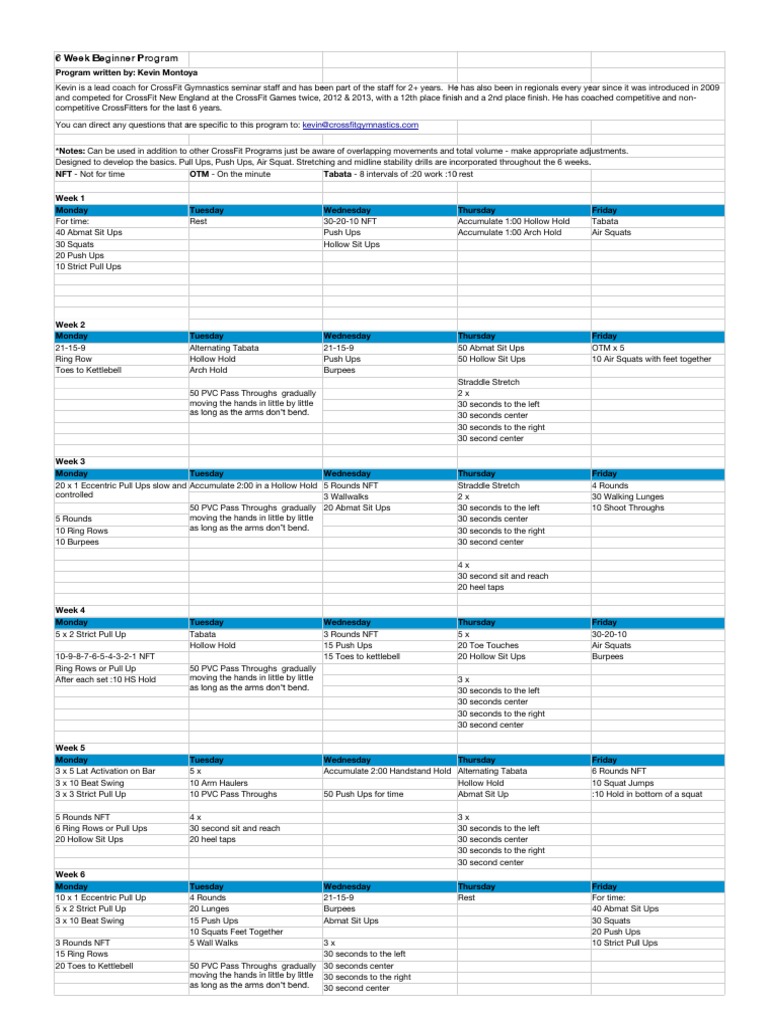 Beginner 6week Program PDF Individual Sports Athletic Sports