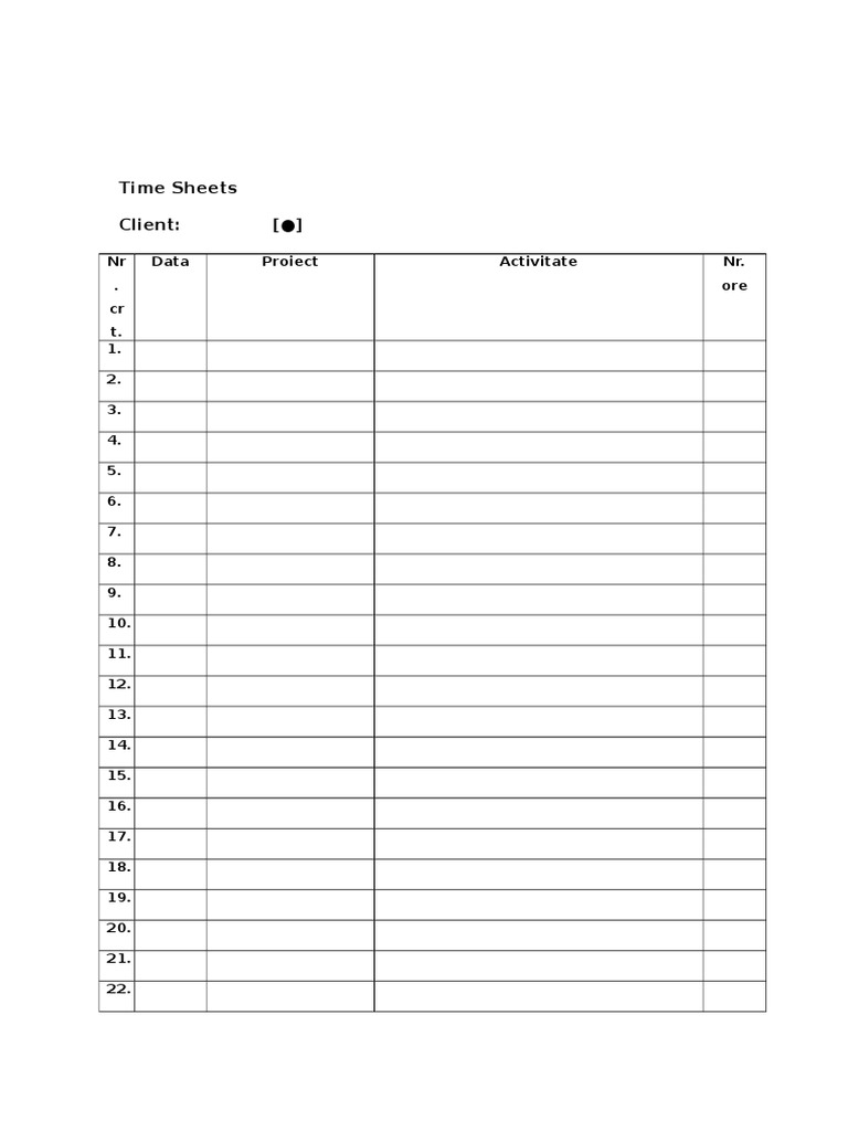 Formular Time Sheets Dosar | PDF