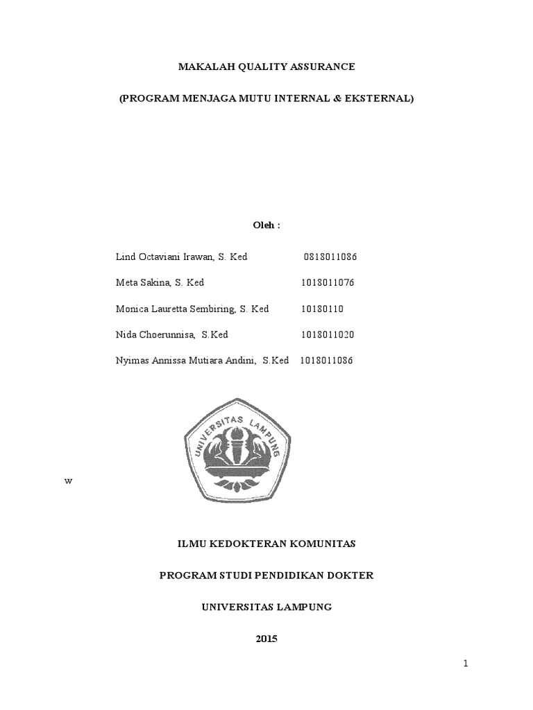 Makalah Quality Assurance Disjum