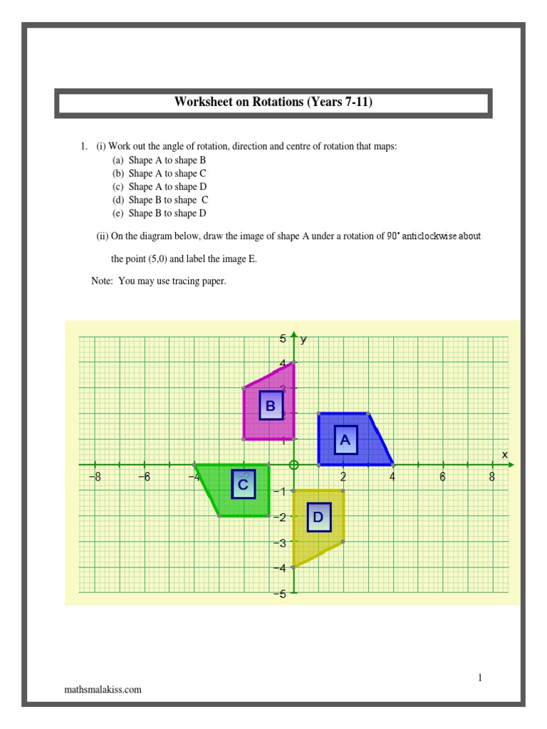 Rotations Worksheet for Geometry Practice | PDF | Shape | Space