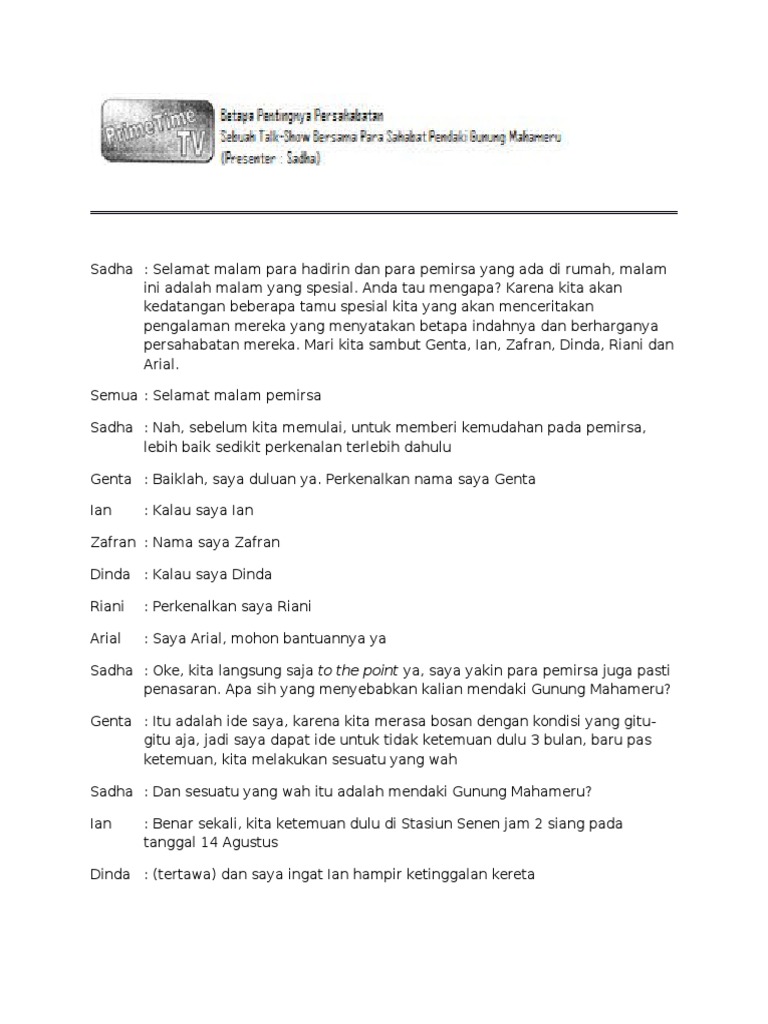 Talkshow Script | PDF