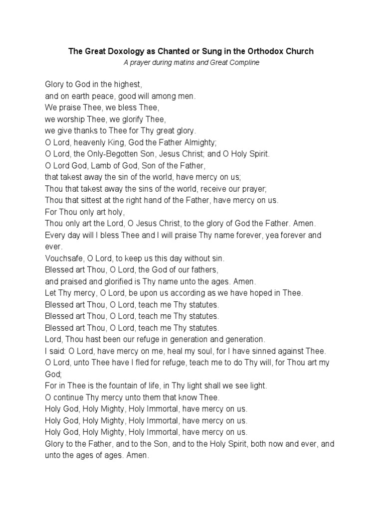 Orthodox Great Doxology Pdf