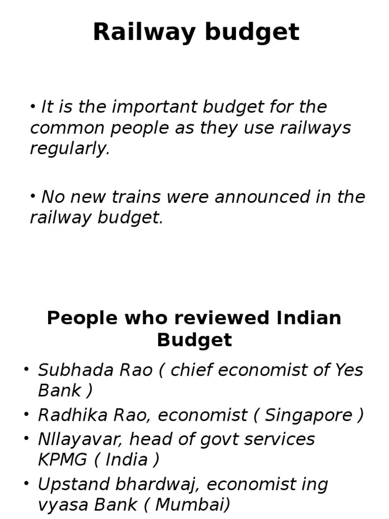 Railway Budget PDF
