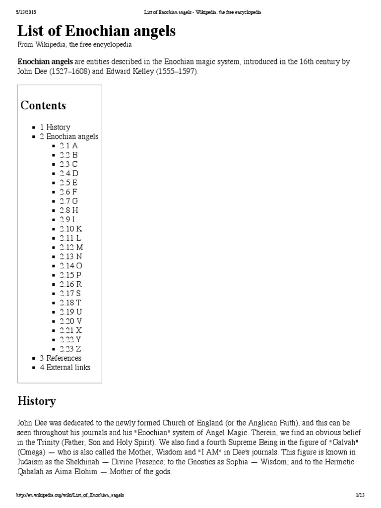 List of Enochian Angels | Hermetic Qabalah | Angel
