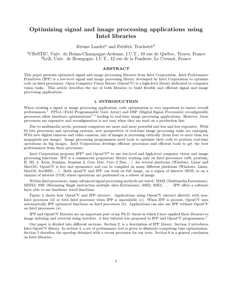 Optimizing Signal and Image Processing Applications Using Intel ...