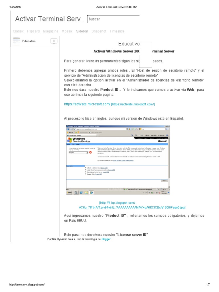 Activar Terminal Server 2008 R2 | PDF | Microsoft Windows ...