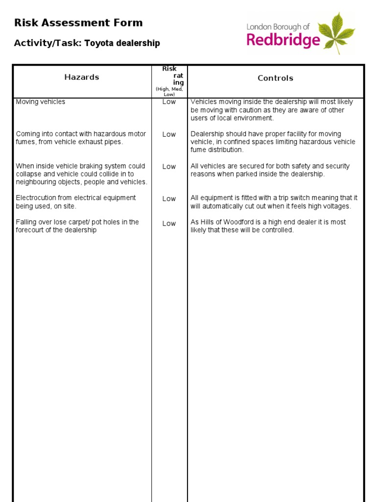 Forecourt Safety Risk Assessment | PDF | Business | Computers