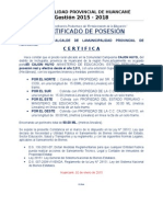 Certificado posesión terreno educación Huancané