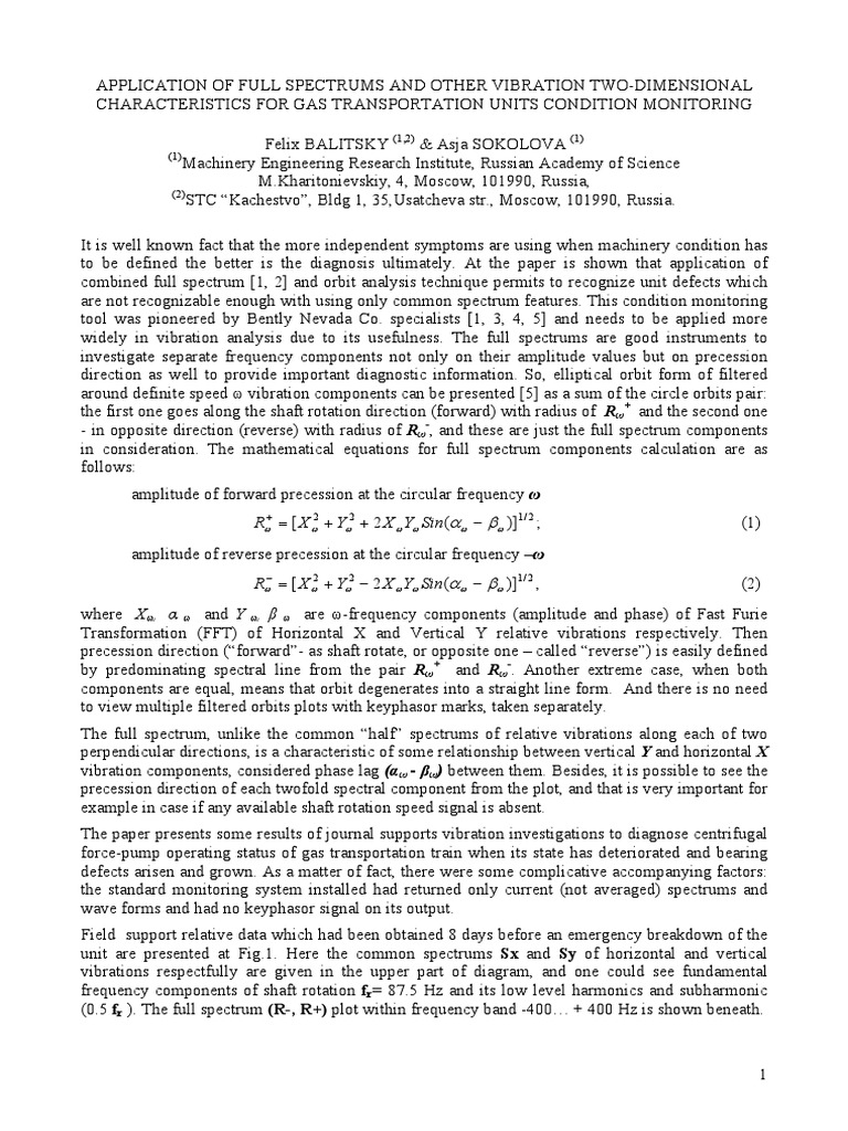 Full Spectrum Vibration Analysis for Diagnostics | PDF | Spectral ...