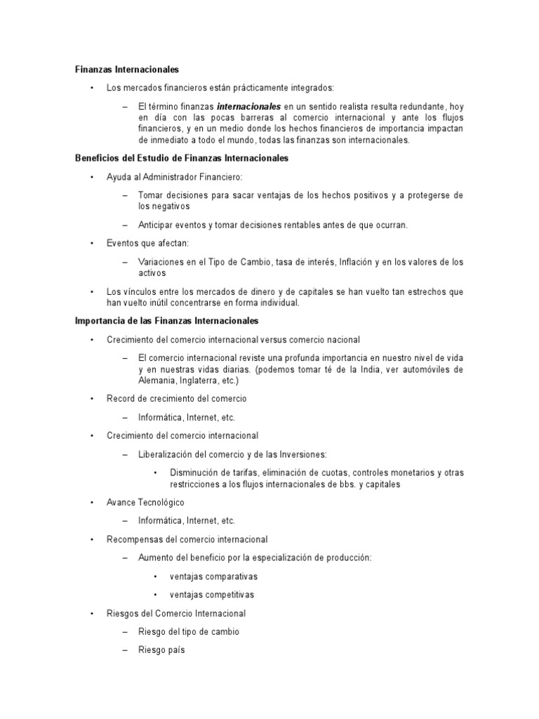 Finanzas Internacionales y su Impacto Global | PDF | Tipo de cambio ...