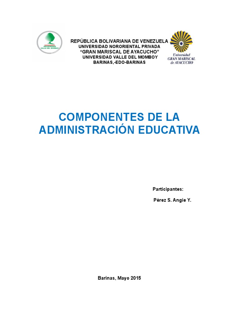Componentes de la Administración Educativa | PDF | Plan de estudios ...