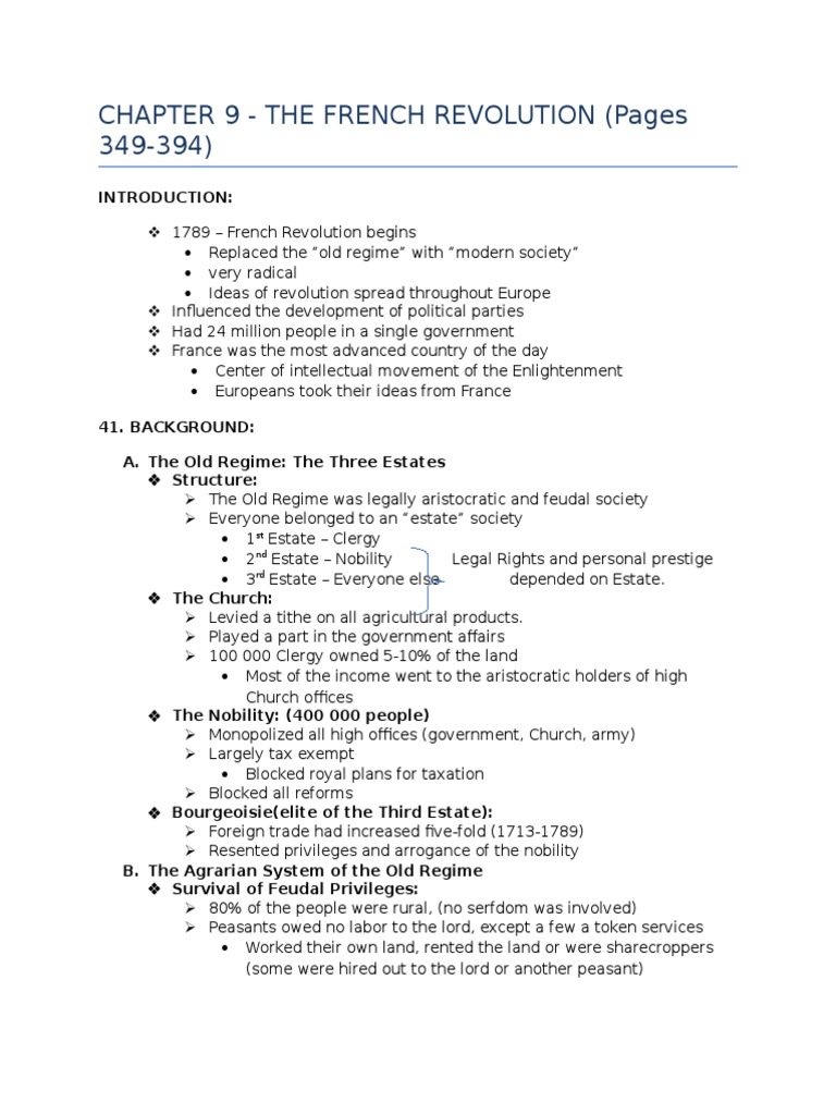 French Revolution Notes | PDF | French Revolution | Reign Of Terror